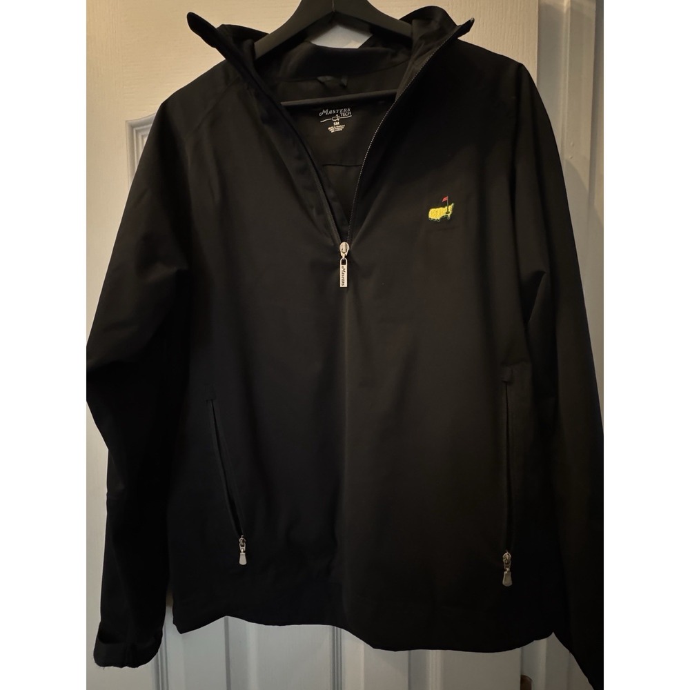 Masters Tech Men's Quarter-Zip Golf Windbreaker Pullover - Black & White - Small